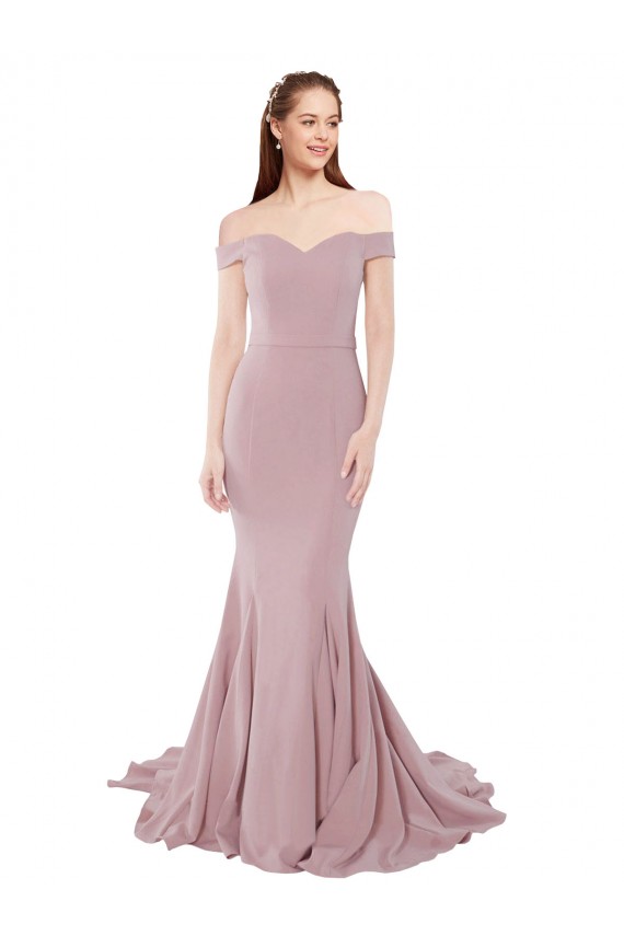 Stretch Crepe Sweetheart Mermaid Dusty Pink Prom Dress Canada Factory