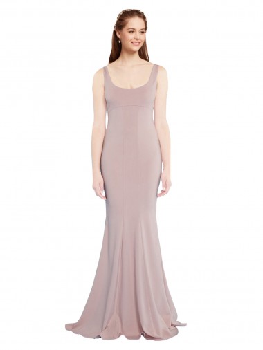 Stretch Crepe Scoop Neck Mermaid Dusty Pink Prom Dress Canada Factory
