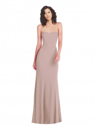 Stretch Crepe Strapless Mermaid Dusty Pink Prom Dress Canada Factory