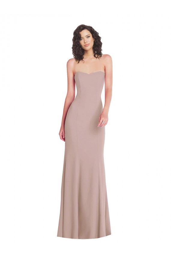 Stretch Crepe Strapless Mermaid Dusty Pink Prom Dress Canada Factory