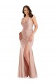 Silky Satin V-Neck Mermaid Dusty Pink Plus Size Formal Prom Dress Canada Factory
