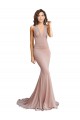 Spandex V-Neck Low Back Mermaid Dusty Pink Prom Dress Canada Factory