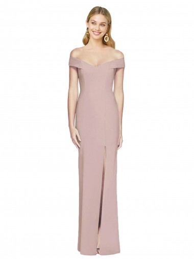 Stretch Crepe Off the Shoulder Open Back Trumpet Dusty Pink Prom Dress Canada Factory