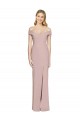 Stretch Crepe Off the Shoulder Open Back Trumpet Dusty Pink Prom Dress Canada Factory