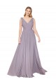 Soft Chiffon High Neck V-Back A-Line Dusty Rose Prom Dress Canada Factory