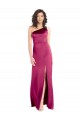 Stretch Satin One Shoulder Open Back A-Line Fuchsia Prom Dress Canada Factory