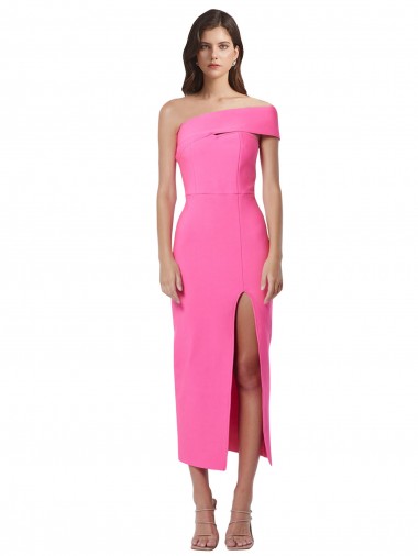 Stretch Crepe One Shoulder Sheath Fuchsia Prom Dress Canada Factory