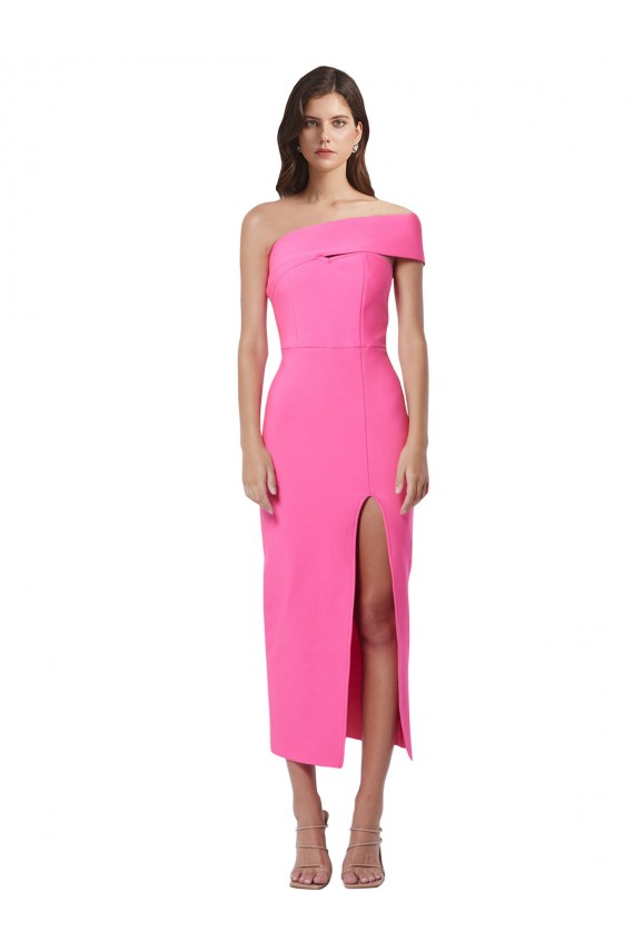 Stretch Crepe One Shoulder Sheath Fuchsia Prom Dress Canada Factory