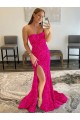 Velvet Sequin Strapless Sheath Fuchsia Prom Dress Canada Factory