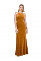 Stretch Velvet High Neck Open Back A-Line Gold Prom Dress Canada Factory