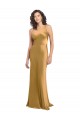 Stretch Satin One Shoulder A-Line Gold Prom Dress Canada Factory
