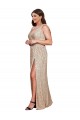 Sequin V-Neck A-Line Gold Black Tie Plus Size Prom Dress Canada Factory