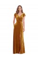 Stretch Velvet V-Neck Sheath Gold Prom Dress Canada Factory