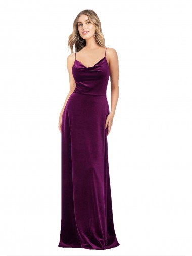 Stretch Velvet V-Neck Open Back A-Line Grape Prom Dress Canada Factory