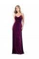 Stretch Velvet V-Neck Open Back A-Line Grape Prom Dress Canada Factory