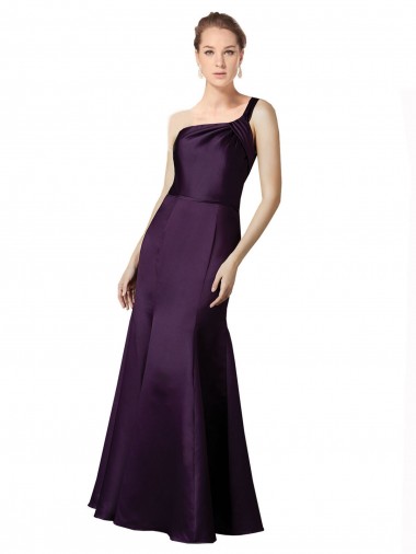 Satin One Shoulder Mermaid Grape Prom Dress Canada Factory