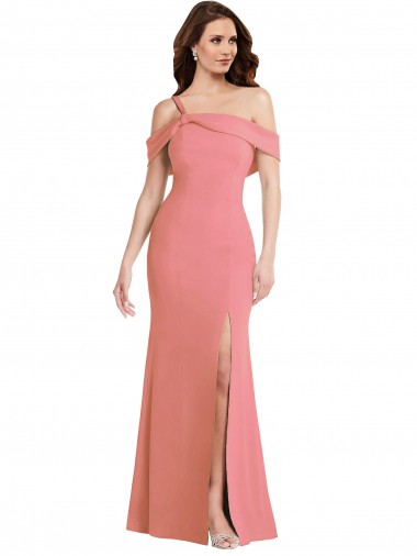 Stretch Crepe One Shoulder Low Back Trumpet Hot Pink Prom Dress Canada Factory