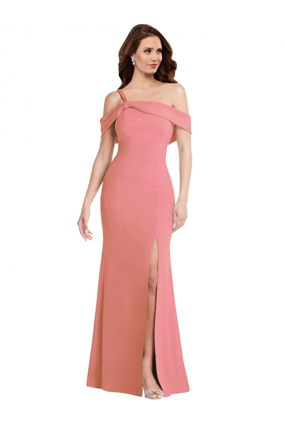 Stretch Crepe One Shoulder Low Back Trumpet Hot Pink Prom Dress Canada Factory