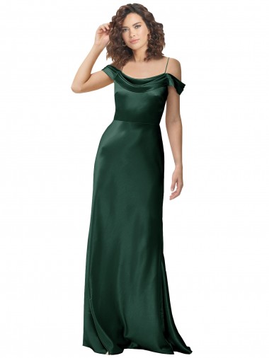Stretch Satin Spaghetti Straps V-Back A-Line Hunter Prom Dress Canada Factory