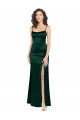 Stretch Satin Scoop Neck Open Back A-Line Hunter Prom Dress Canada Factory