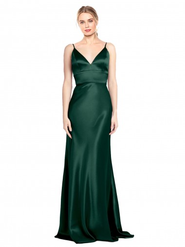 Stretch Satin High Neck V-Back Sheath Hunter Prom Dress Canada Factory