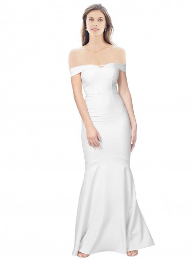 Stretch Crepe Off the Shoulder Low Back Mermaid Ivory Prom Dress Canada Factory