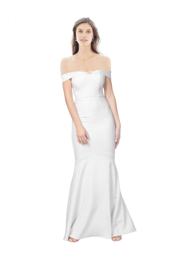 Stretch Crepe Off the Shoulder Low Back Mermaid Ivory Prom Dress Canada Factory
