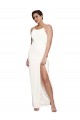 Stretch Satin High Neck Low Back Sheath Ivory Prom Dress Canada Factory