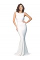 Stretch Crepe High Neck V-Back Sheath Ivory Prom Dress Canada Factory