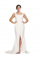 Stretch Crepe Square Neck Low Back Sheath Ivory Prom Dress Canada Factory