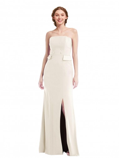 Stretch Crepe Strapless Trumpet Ivory Prom Dress Canada Factory