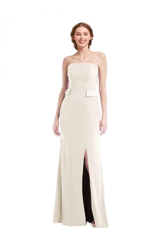 Stretch Crepe Strapless Trumpet Ivory Prom Dress Canada Factory