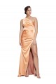 Stretch Satin One Shoulder Open Back Sheath Light Copper Prom Dress Canada Factory