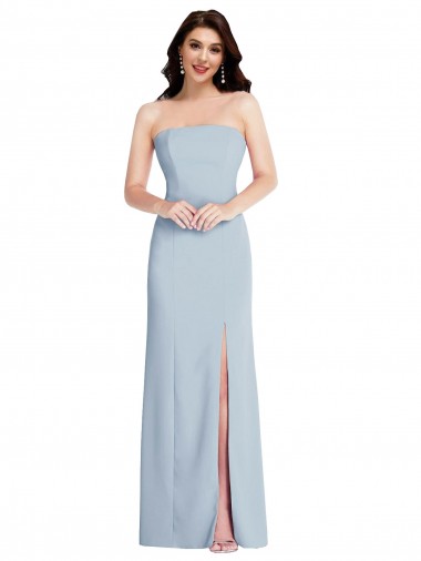 Stretch Crepe Strapless Low Back A-Line Light Sky Blue Long Prom Dress Canada Factory