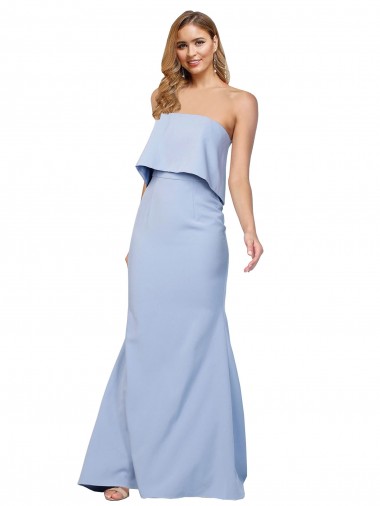 Stretch Crepe Strapless Low Back A-Line Light Sky Blue Prom Dress Canada Factory