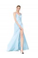 Stretch Satin V-Neck Mermaid Light Sky Blue Prom Dress Canada Factory