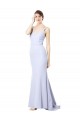 Stretch Crepe High Neck Sleeveless Mermaid Light Sky Blue Long Prom Dress Canada Factory
