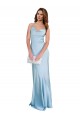 Silky Satin Cowl Neck Open Back Sheath Light Sky Blue Prom Dress Canada Factory