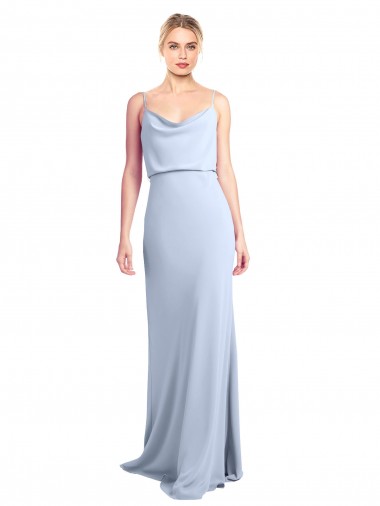 Stretch Crepe High Neck V-Back Sheath Light Sky Blue Prom Dress Canada Factory