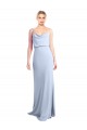Stretch Crepe High Neck V-Back Sheath Light Sky Blue Prom Dress Canada Factory