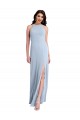 Stretch Crepe High Neck Open Back Sheath Light Sky Blue Prom Dress Canada Factory