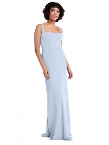 Stretch Crepe Square Neck Sheath Light Sky Blue Prom Dress Canada Factory