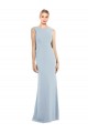 Stretch Crepe Bateau Neck Backless Trumpet Light Sky Blue Prom Dress Canada Factory
