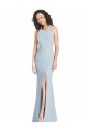 Stretch Crepe Halter Neck Criss Cross Open Back Trumpet Light Sky Blue Long Prom Dress Canada Factory