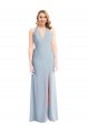 Stretch Crepe Halter Neck Open Back Trumpet Light Sky Blue Prom Dress Canada Factory