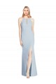 Stretch Crepe Halter Neck Keyhole Back Trumpet Light Sky Blue Prom Dress Canada Factory