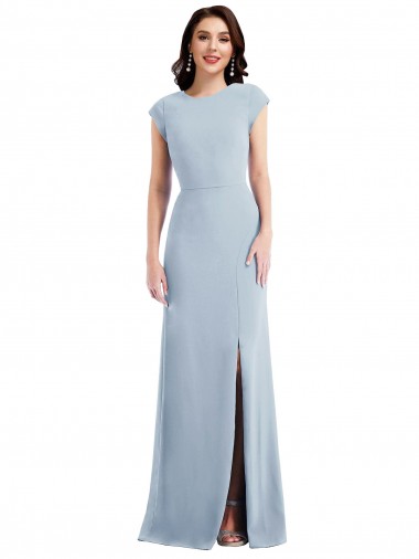 Stretch Crepe Open Back Trumpet Light Sky Blue Prom Dress Canada Factory