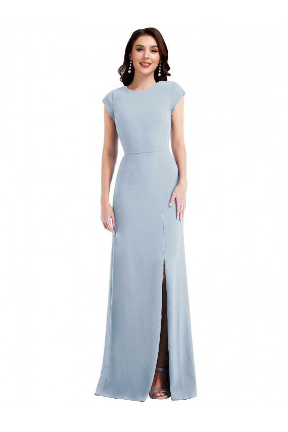 Stretch Crepe Open Back Trumpet Light Sky Blue Prom Dress Canada Factory