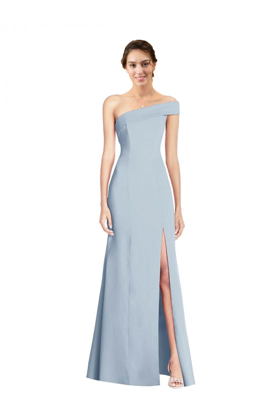 Stretch Crepe Off the Shoulder Trumpet Light Sky Blue Prom Dress Canada Factory