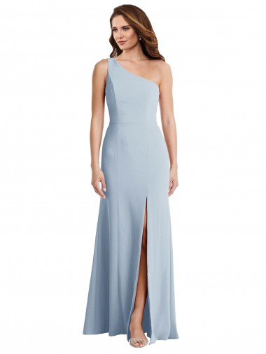 Stretch Crepe One Shoulder Trumpet Light Sky Blue Long Prom Dress Canada Factory